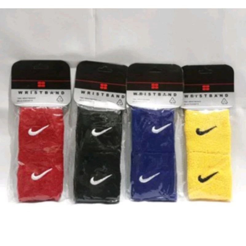 Wristband Nike Isi 2 Deker Pelindung Pergelangan Tangan Olahraga Badminton Volly Basket DLL Berkuali