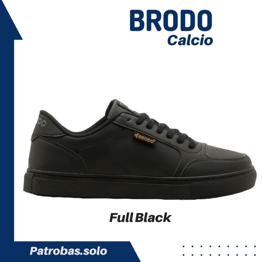 BRODO Calcio Full Black Original Sepatu Sneakers Pria Hitam Polos