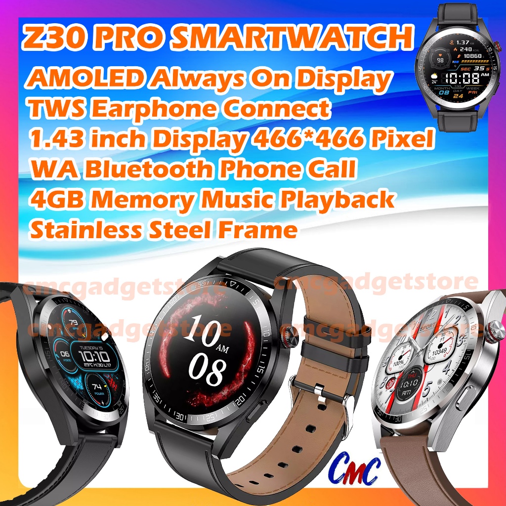 Z30 Pro Smartwatch AMOLED AOD 4GB Bluetooth Call 1.43inch Watch Sport Always On Display Z18 Upgrade