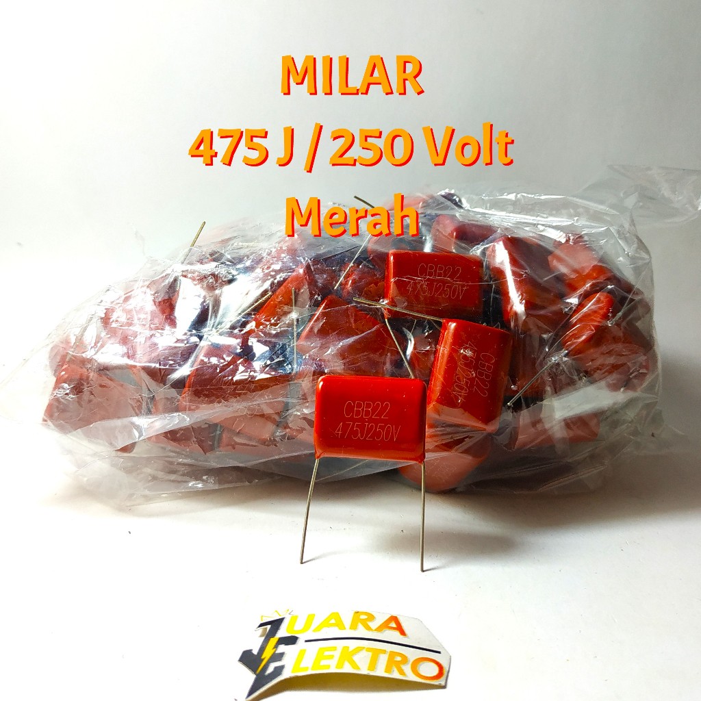 Capasitor Milar 475J / 250V Merah | Kapasitor Milar 475 J / 250 Volt