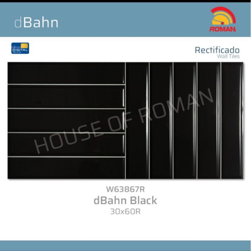 Roman Keramik W63867R dBahn Black 60x30 keramik kamar mandi