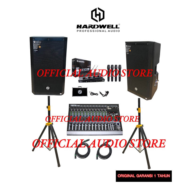 Paket Sound System Outdoor Original Hardwell 4 Mic, Mixer 12 Channel (TITANIUM 9)