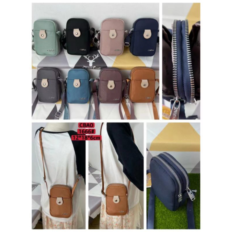 tas selempang dompet HP wanita CHIBAO import originally terbaru 1666 kanvas