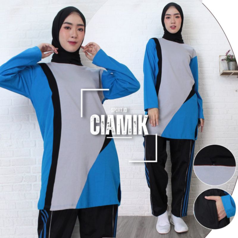 Set olahraga wanita muslimah  / Setelan olahraga wanita Tunik