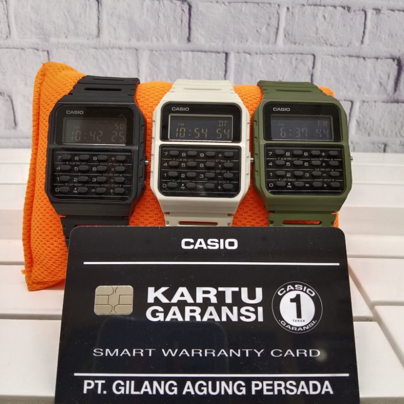 Jam tangan pria Casio Kalkulator CA-53WH Strap Resin original