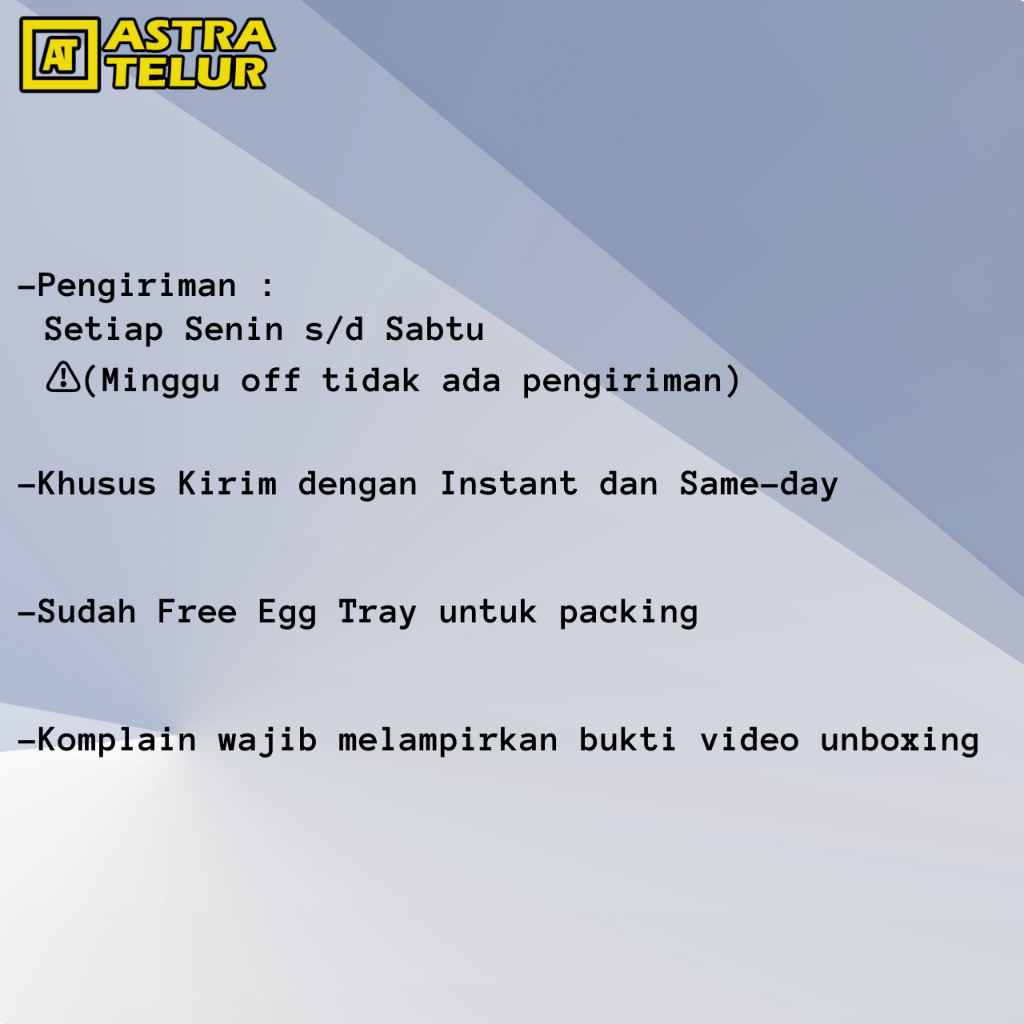 

RB Telur Ayam Negri Lokal / Telur Ayam Negri Fresh (KG)