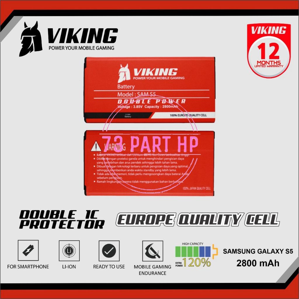 Baterai Viking Double Power - EB-BG900BBC / Sams Galaxy S5 / G900 / SM-G900F / G900I / G900M / G900T