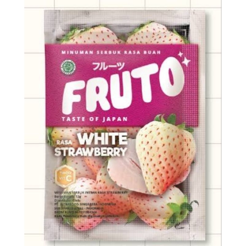 

Fruto White Strawberry/Minuman Serbuk rasa buah /Kemasan 1SASET Ya Kak