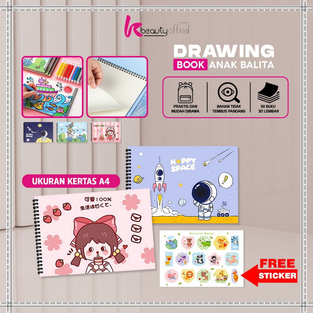 

KB-A62 Buku Gambar A4 30 Lembar Drawing Book Buku Mewarnai Anak Balita Painting Book / Buku Menggambar Buku Sketsa Gambar Lukis