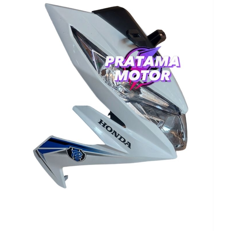 Full Set Tameng Body Depan Beat Fi ESP 2019 Putih Plus Sticker/Striping