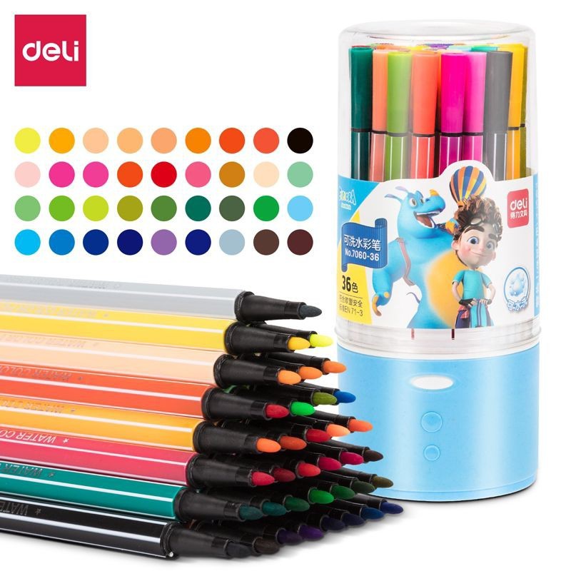 

Deli 7060-48 Hexagonal Watercolor Marker Pen Spidol Warna 48 color