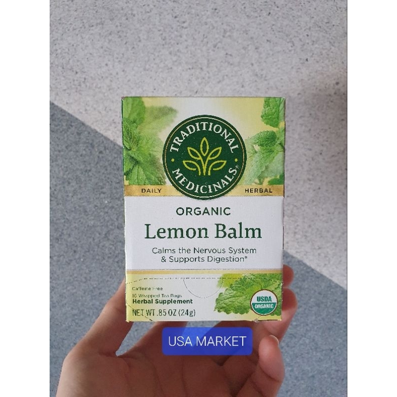 Traditional Medicinals , Herbal Tea, Organic Lemon Balm  Caffeine Free 16 tea bags teh herbal lemon 