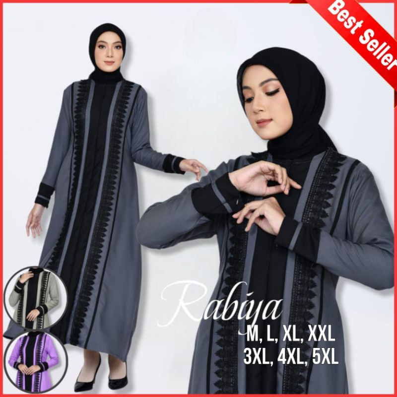 Abaya Hitam Turkey Elegan Jumbo LD 140 Ready Size Komplit Up To 5XL