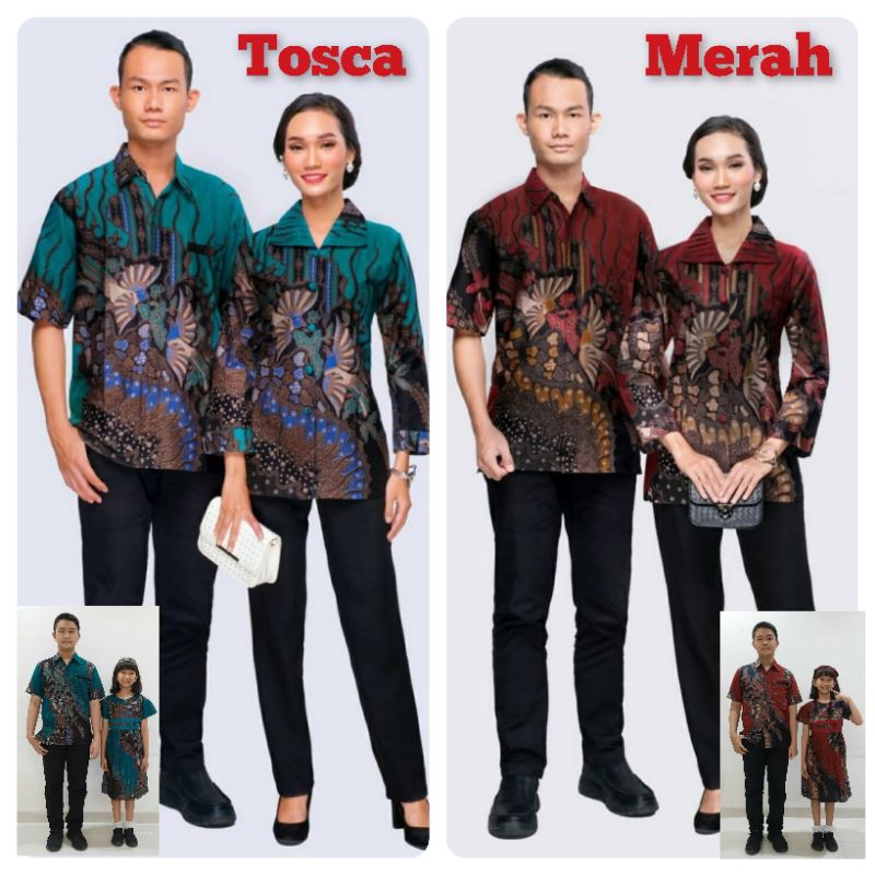 Atasan batik couple keluarga keris merah / tosca
