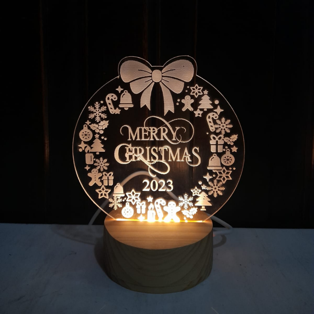 Lampu Tidur Natal LED Akrilik Lampu Hias Dekorasi Hadiah Hampers