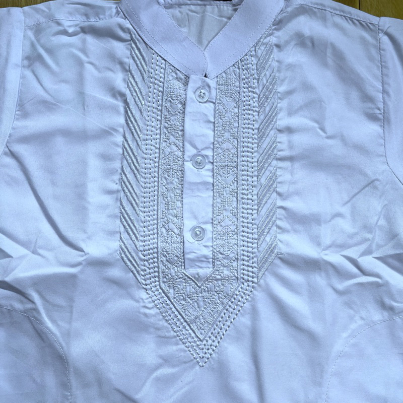 terbaru baju koko anak setelan putih lengan panjang/ baju manasik ngaji shalat/ tk-sd / busana