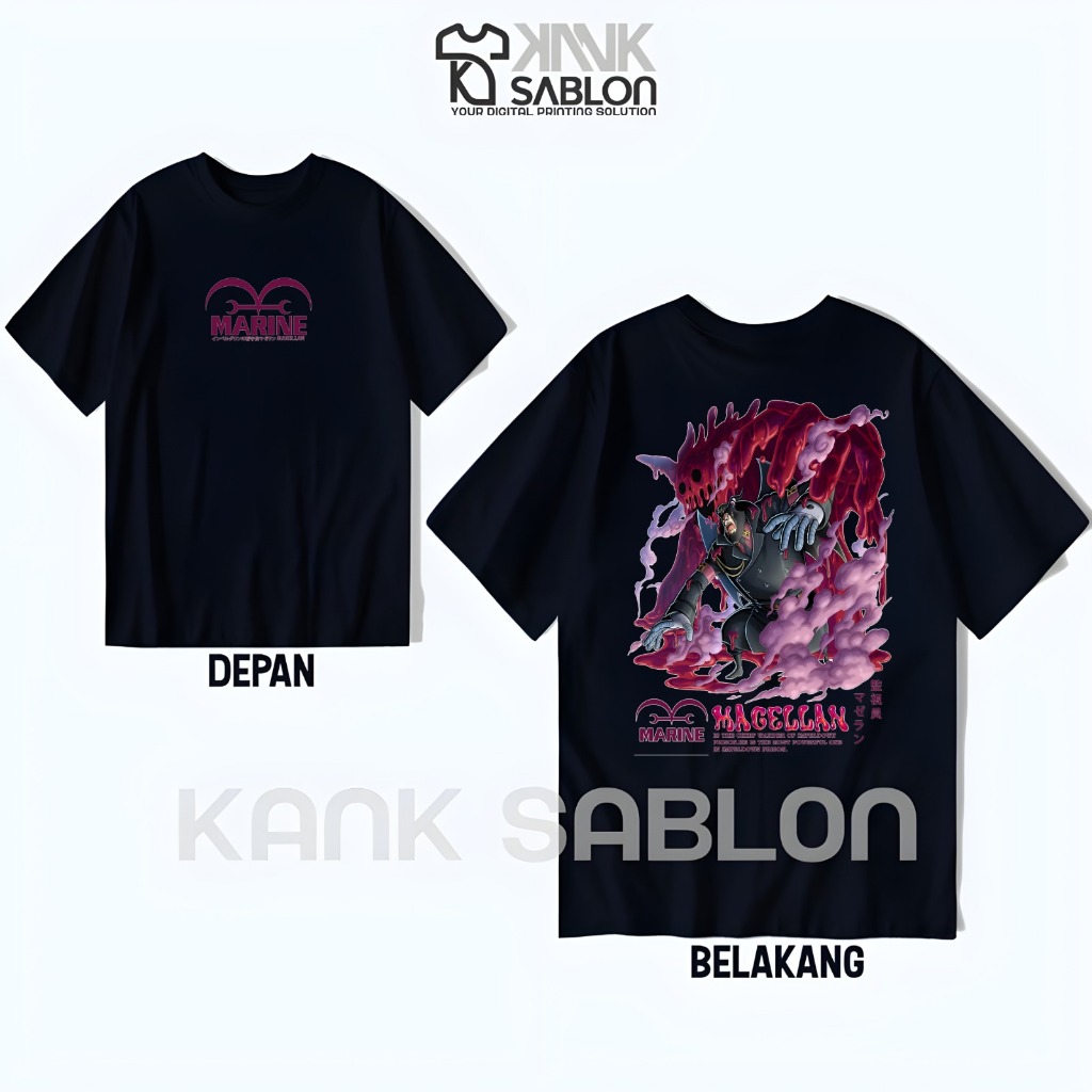 Kank Sablon - Baju Tshirt Kaos MAGELLAN  - Kaos ONE PIECE - Kaos Anime - Desain Jepang - Kaos Japan 