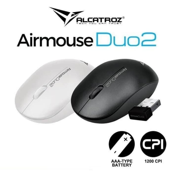 Alcatroz Wireless Air Mouse Duo (Wireless 2.4GHz + Bluetooth) - Hitam
