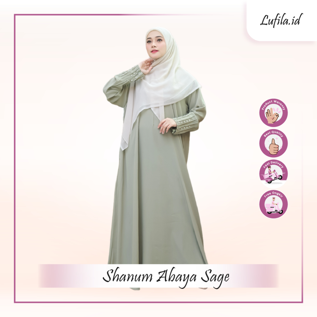 Shanum Abaya Sage Gamis Arabian Turkey Dress Muslim Remaja Kekinian Terlaris Terbaru By Lufila.id