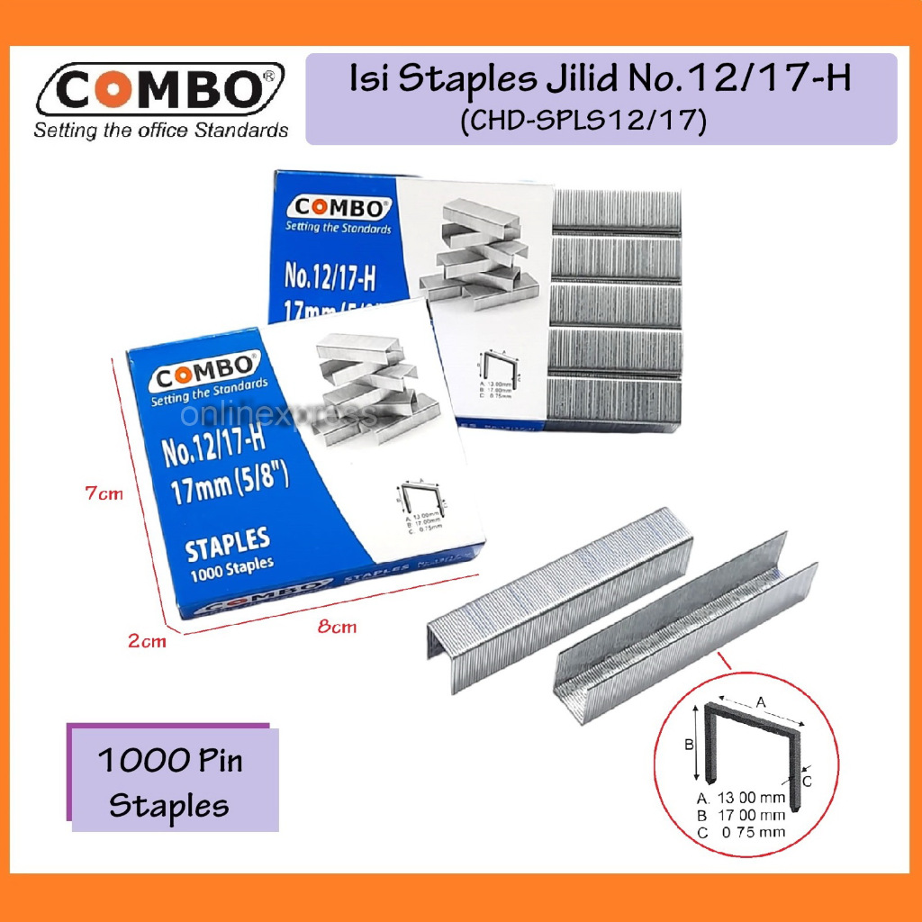 

Isi Staples Jilid No.12/17 / Isi Hekter Jilid 1217 Combo (1000 pin)