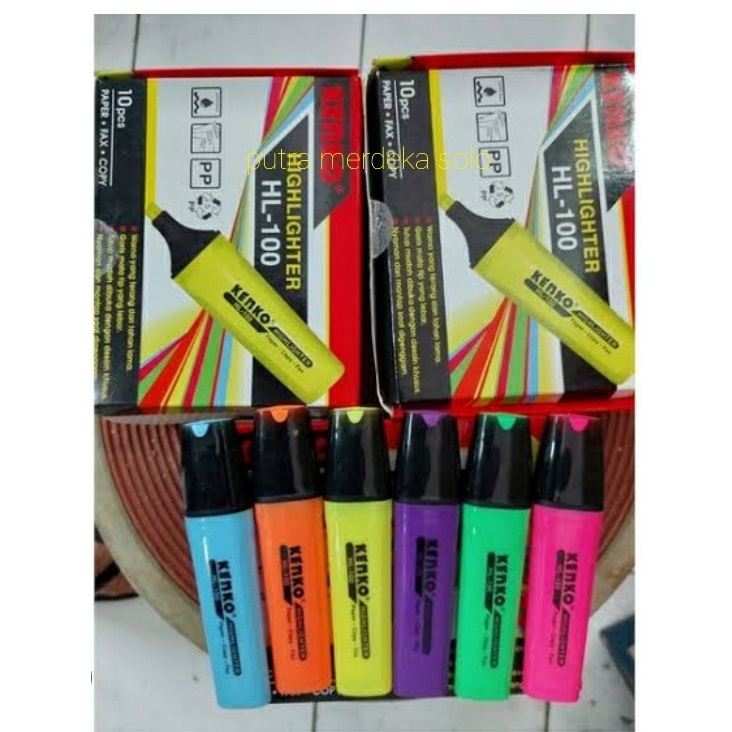 

Stabillo, Highlighter Kenko HL-100 Warna Kuning BIru Hijau Orange