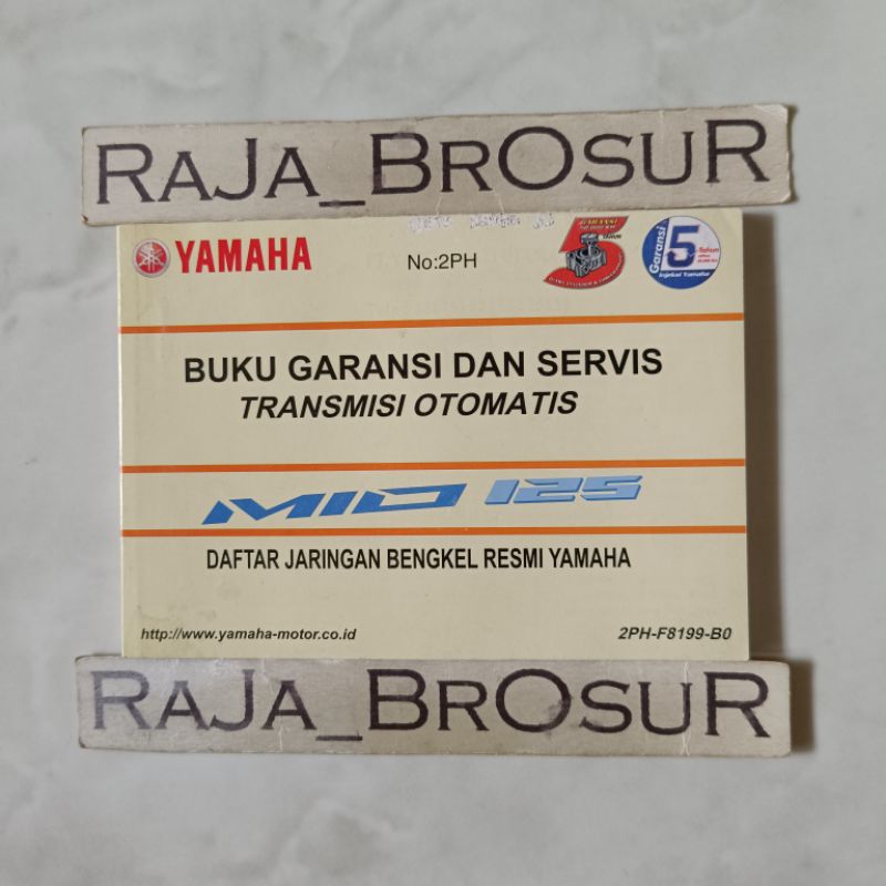Buku garansi dan servis transmisi otomatis/Manual book Yamaha Mio 125 Mio125 M3 LNS 125 LNS125 2PH 2