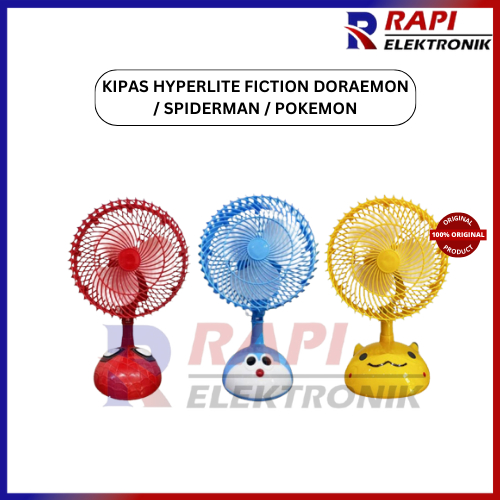 KIPAS ANGIN / DESK FAN HYPERLITE FICTION DM02 DORAEMON/SM03 SPIDERMAN 8"/PK01 POKEMON