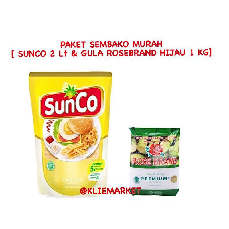 

PAKET SEMBAKO ( SUNCO 2L + GULA ROSEBRAND HIJAU 1Kg ) SOLO JATENG