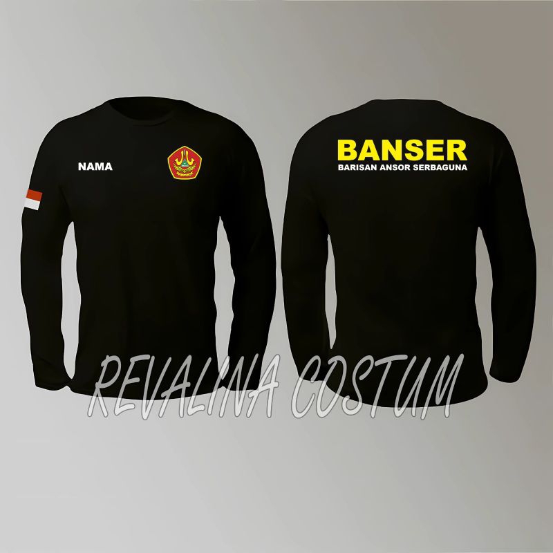 BAJU KAOS LENGAN PANJANG BANSER WARNA HITAM