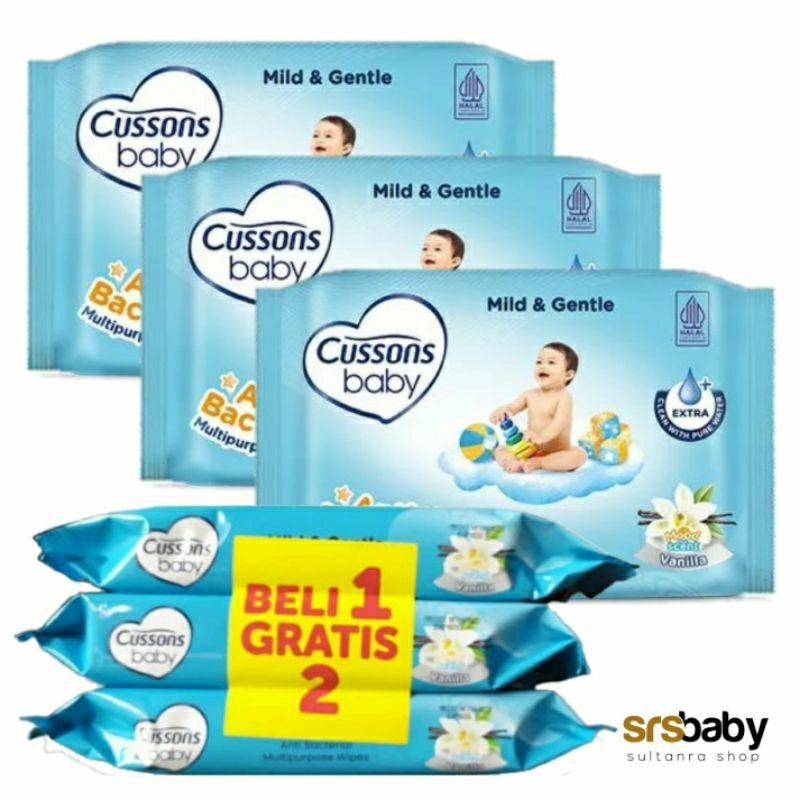 (BELI 1 GRATIS 2 FREE) Cussons Baby Wipes isi 50 sheet | 45 sheet | Tisu Basah Bayi | Tisue Baby Wip