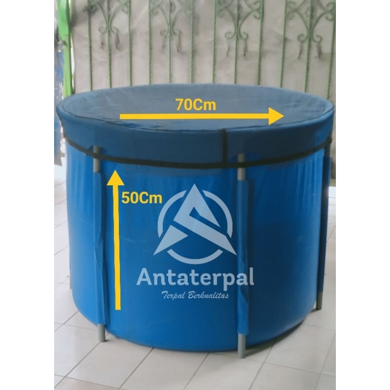 Kolam terpal bulat Diameter 70 Cm tinggi 50 Cm full set untuk ikan lele koi hias merk orchid