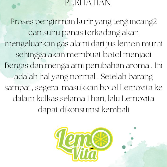 

Model Baru BPOM 500ml Lemovita Fresh Sari Lemon Jus Lemon Murni 100% Jus Halal Alami