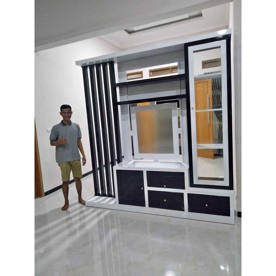 G919 LEMARI TV MINIMALIS BAHAN KAYU JATI