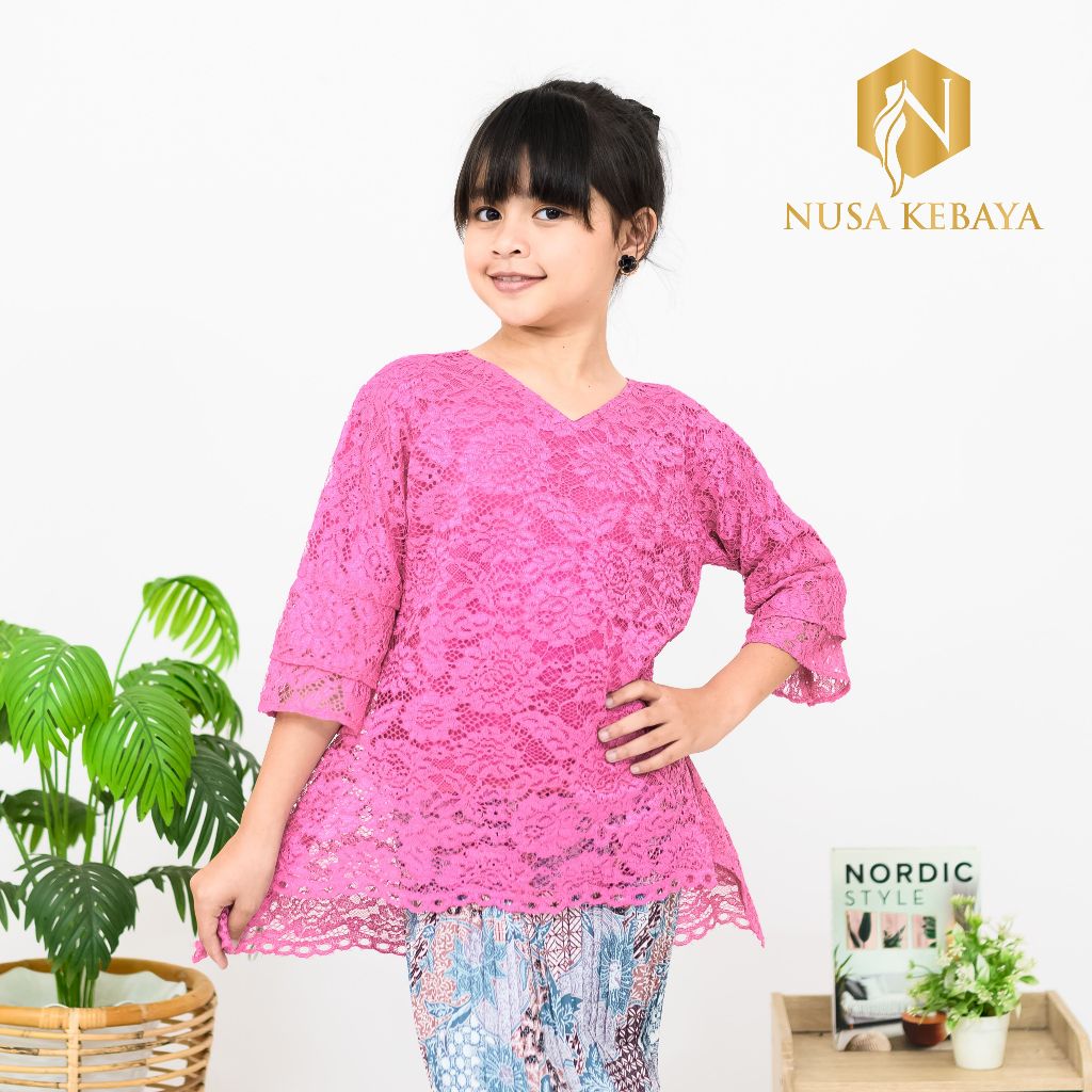 Nusa_Kebaya Atasan Kebaya Anak Baju Kebaya Anak PerempuanTK SD SMP Umur 3 4 5 6 7 8 9 10 11 12 Tahun