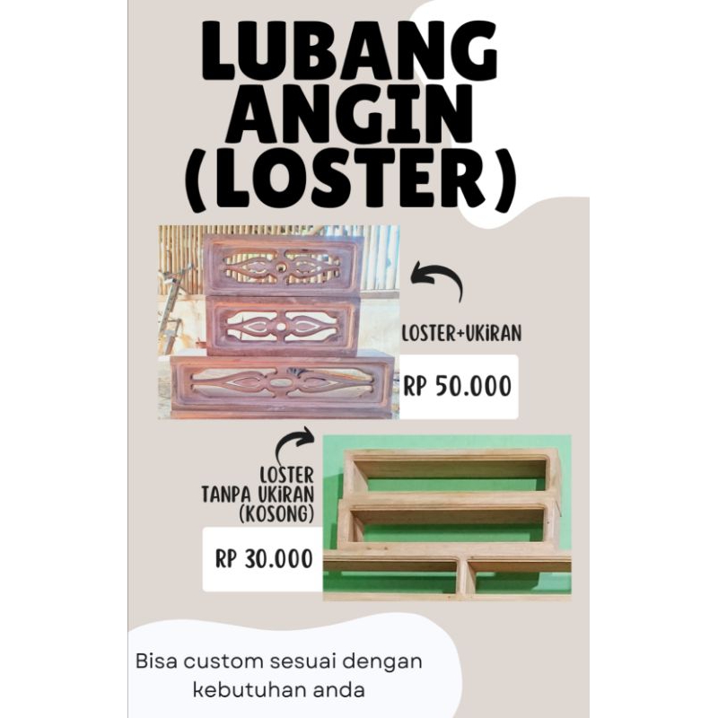 lubang angin (loster) kayu mahoni