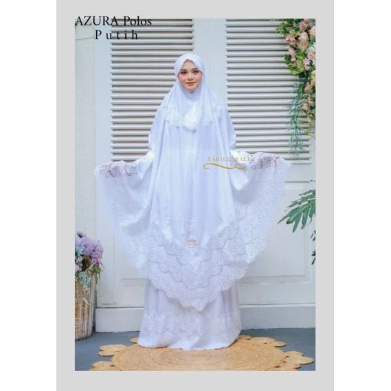 Mukena Putih Cantik Jumbo Renda Blink Polos Rayon Adem / Mukena Bali