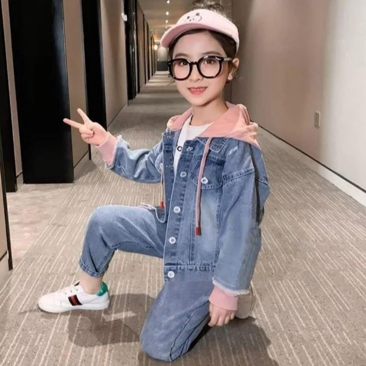 Baru JAKET JEANS ANAK/JAKET JEANS HOODIE ANAK USIA 2-14 TH