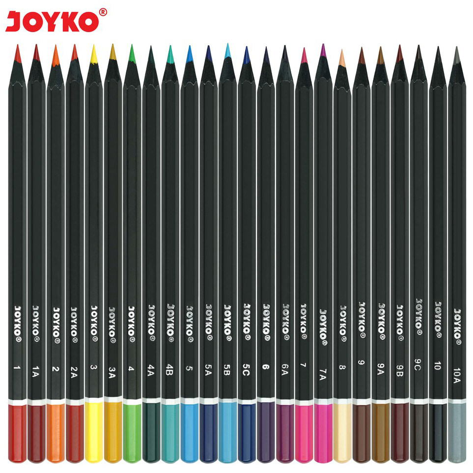 

➜♪✲❊ Joyko Pensil Warna Kayu Hitam Black Wood Color Pencils Hexagonal Grip