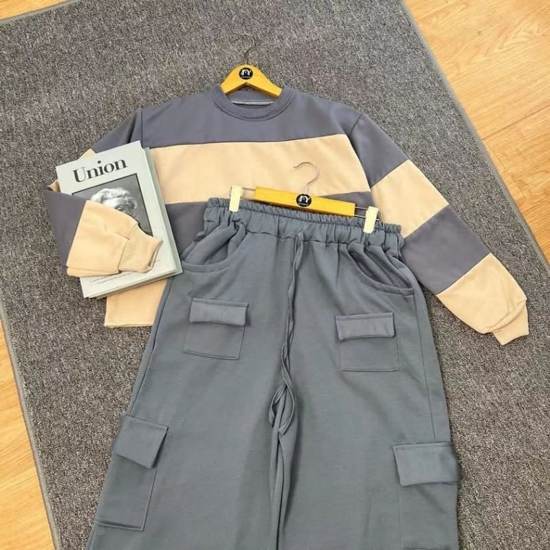 SETELAN SWEATER CARGO/SETELAN/SETELAN WANITA/SETELAN SWEATER/SETELAN CELANA