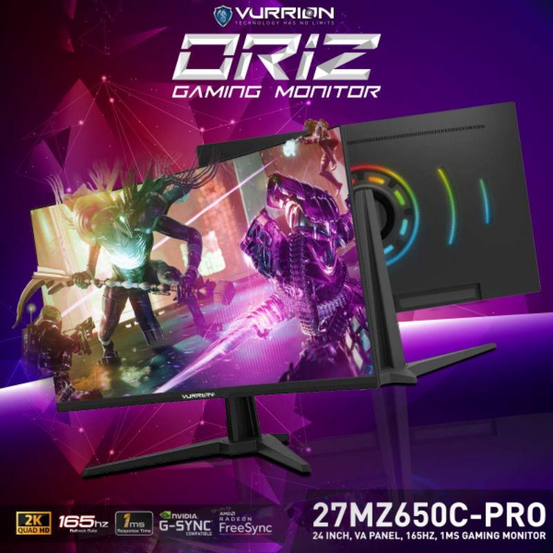 Monitor Gaming Vurrion 27" Inch Oriz 27MZ650C Pro Curved 165Hz