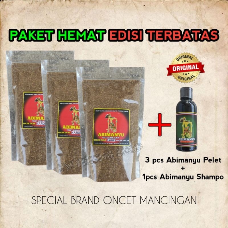 PELET ABIMANYU MERAH 3pc + SHAMPO ABIMANYU 1pc, PAKET HEMAT EDISI TERBATAS,