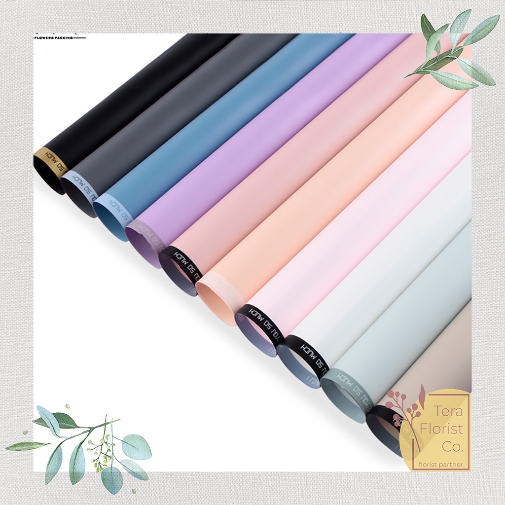 

20 Lembar Cellophane Bingkai Frame Matte Triple Line Ori Sinowrap Bingkai Buket Bunga Korean Waterproof Flower Wrapping Paper Colour Tera Florist