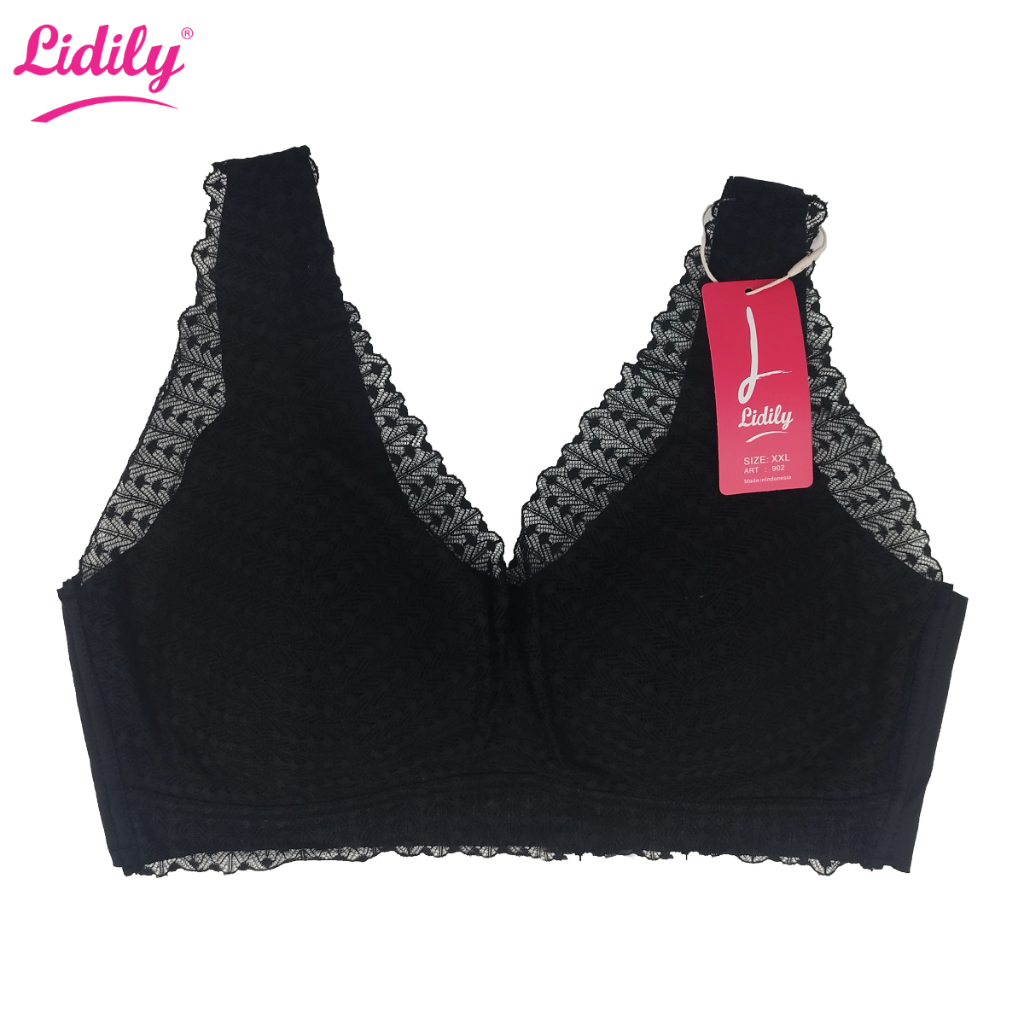 Lidily - Bralette Bigsize Renda Seamless Sport Push Up Bra Jumbo Big Size Tanpa Kawat Busa Tipis DD9