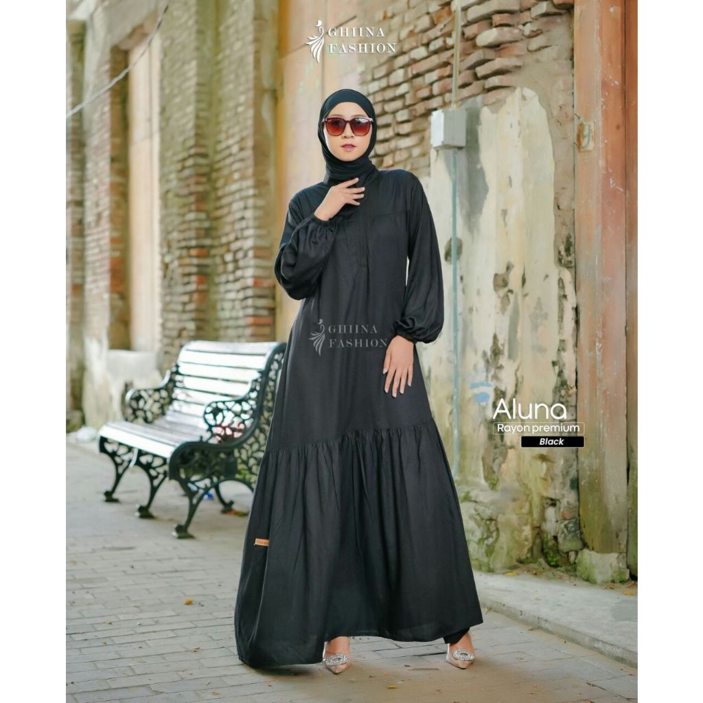 Gamis Polos Premium Aluna Dress by Ghiina Fashion Rayon Premium Motif Polos Hijab Yessana Terbaru Ejamas Store .