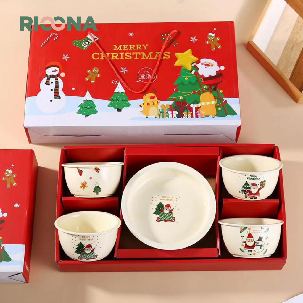 Mangkok Natal Keramik Set Hampers Natal Mangkok Keramik Set Natal