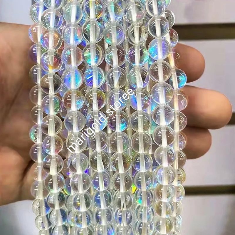 10gr Manik-manik Bulat Bening Kristal Pelangi Mote Mute/Gelang Kalung Aksesoris Beads