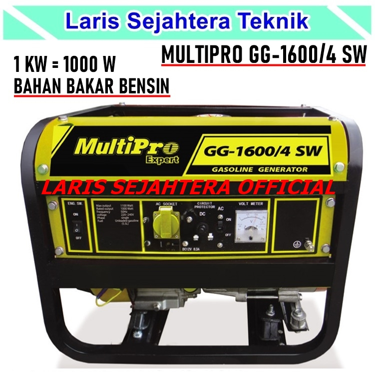 Genset Bensin Gasoline Generator GG1600/4SW Multipro GG-1600/4SW 1000 Watt