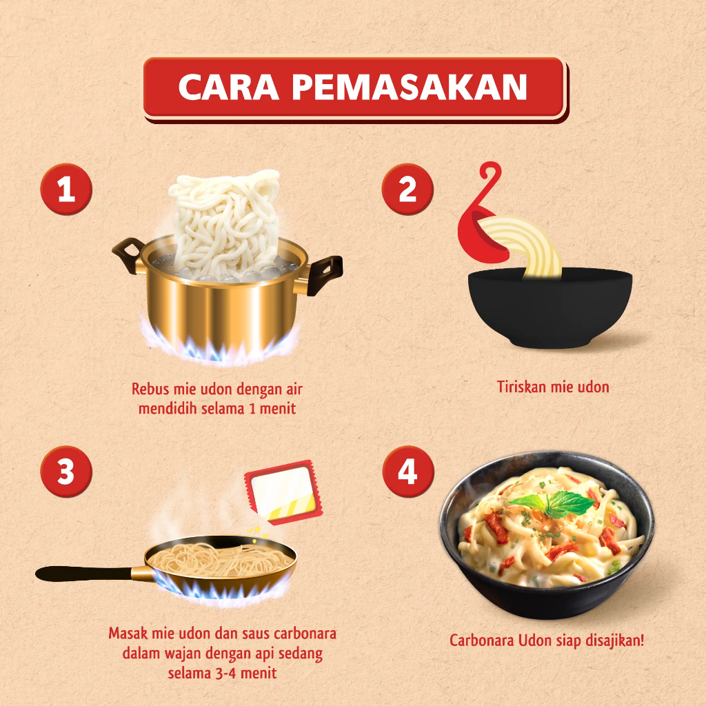 Omoide Carbonara Udon 260 gr  / Udon / Udon Carbonara / Mie Udon / Makanan Jepang Halal Instan / Mie Udon Halal-3