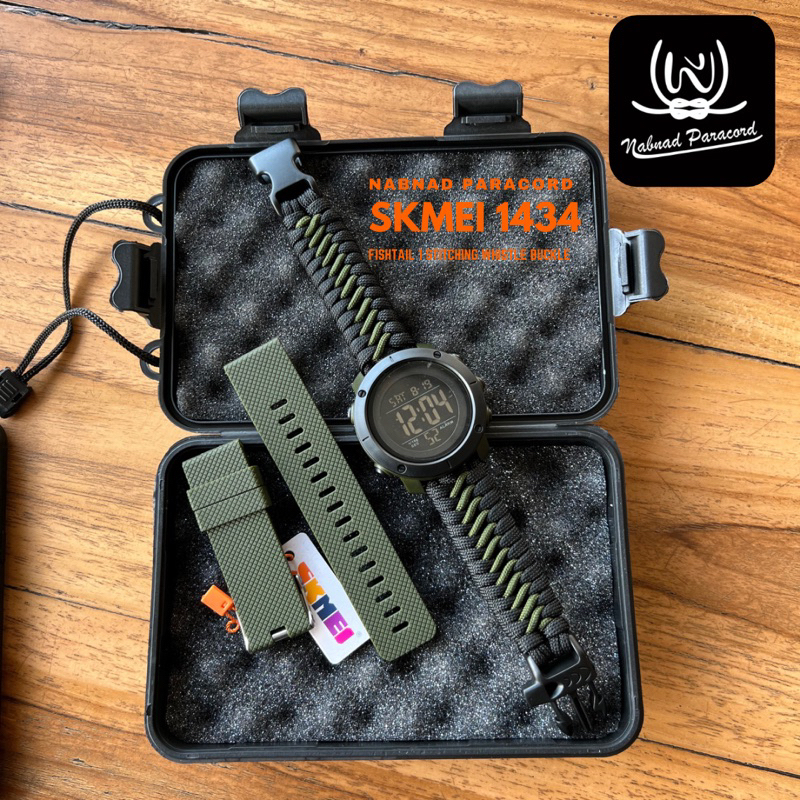 Jam Tangan Paracord Skmei 1434 Strap Tali Paracord 550 Tactical Fishtail Buckle Peluit