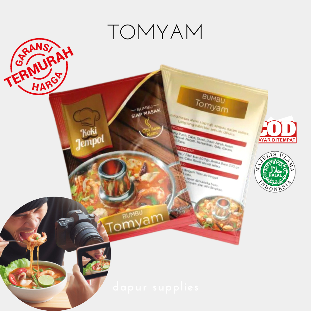 

Tomyam Bumbu Masak 75gr / Bumbu Instan Tomyam / Bumbu Siap Masak Koki Jempol